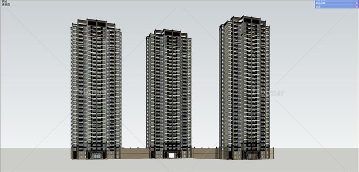 新古典高层小区住宅楼设计su模型[原创]