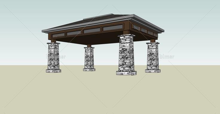 草原风格小亭(75625)su模型下载
