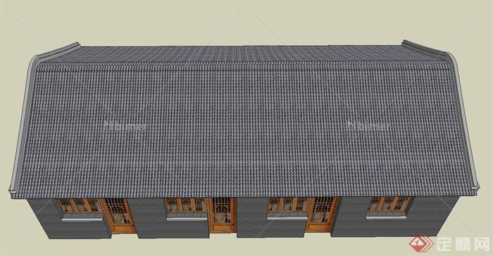 单层古典中式仓库建筑设计SU模型