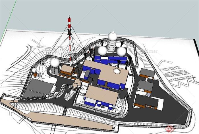 现代某工业基地建筑设计SU模型