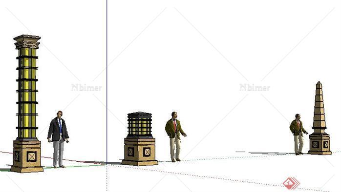 3款欧式风格景观灯具设计SketchUp(SU)3D模型
