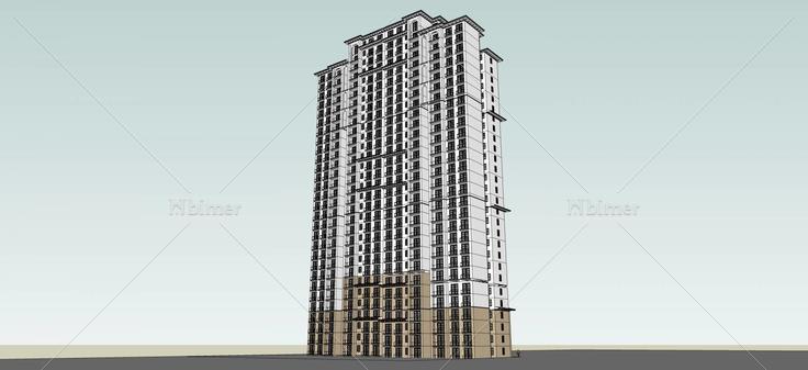 西班牙风格高层住宅(61319)su模型下载