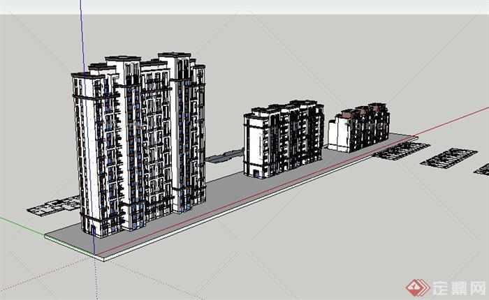某小区建筑设计住宅SU模型
