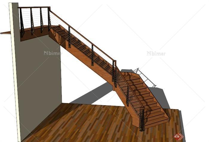 室内木质楼梯设计SU模型[原创]