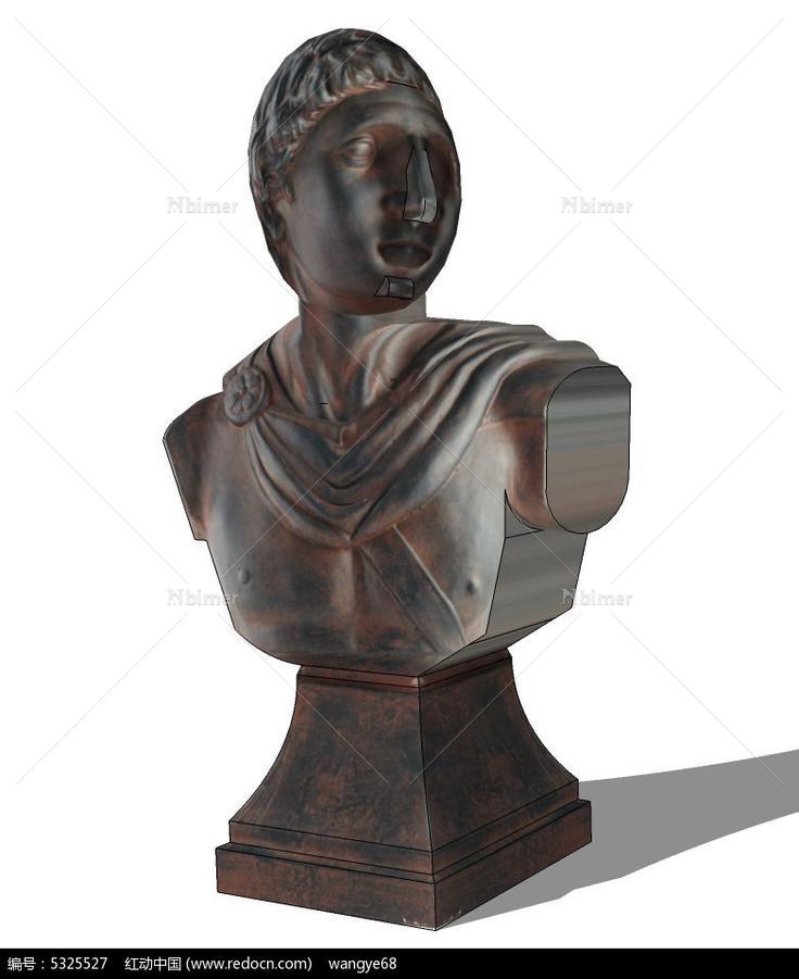 外国古代断臂人物雕塑SU模型