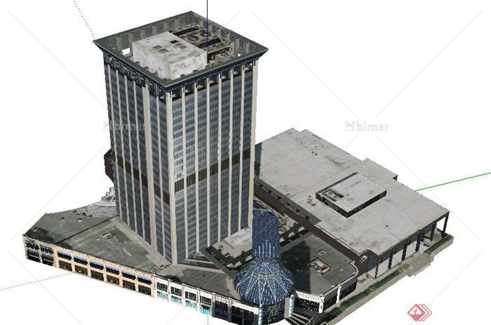 现代商业及办公楼建筑设计SU模型