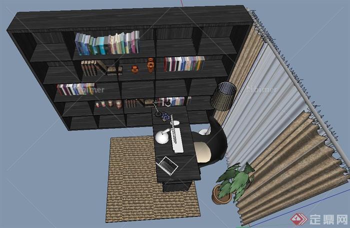 某室内书房家具设计SU模型