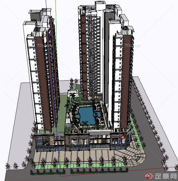 某商住楼建筑设计SU模型1