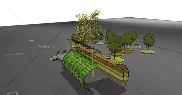 景观廊架精模30(106649)su模型下载