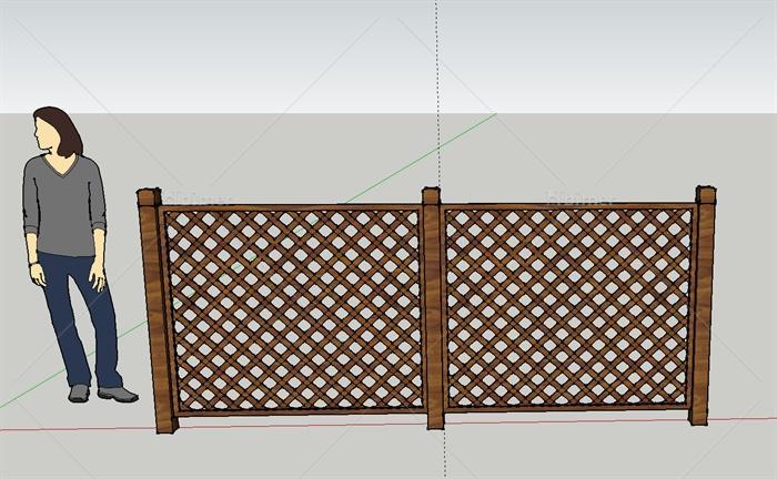 防腐木栅格围栏设计SU模型