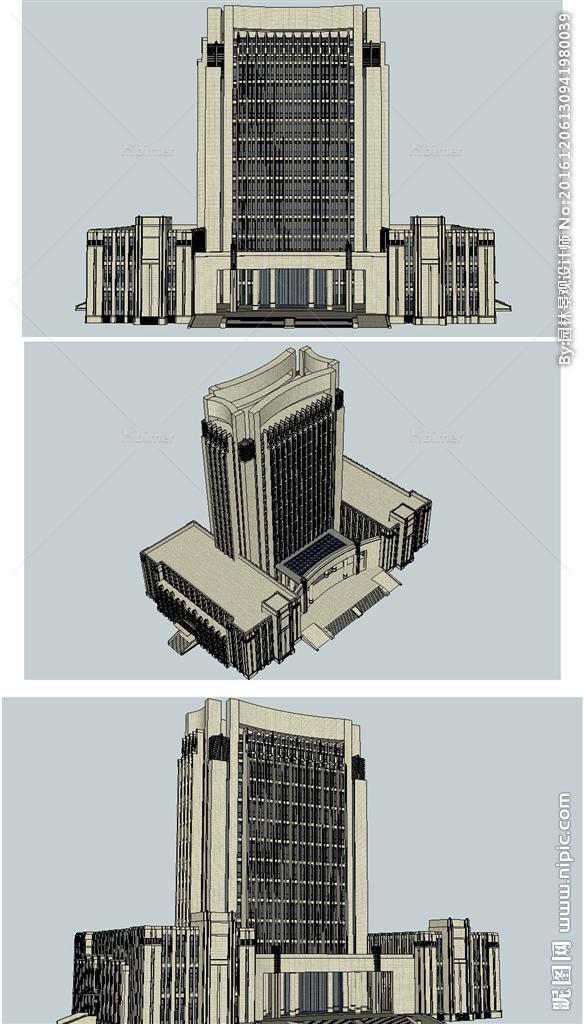 法院建筑草图大师SU模型图片