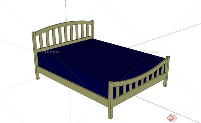 现代木制双人床家具设计SU模型