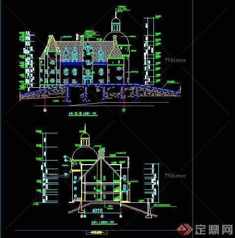 某欧式大型古堡建筑设计CAD详图