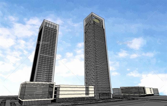 超高层金融大厦建筑SketchUp精致设计模型[原创]
