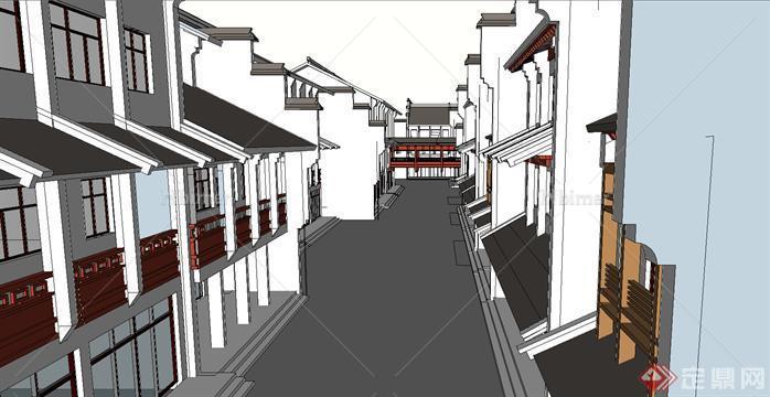 仿古街道建筑设计组合su模型[原创]