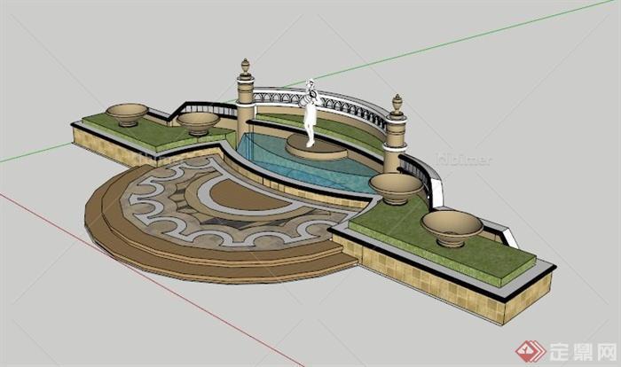 欧式水池景观设计SU模型
