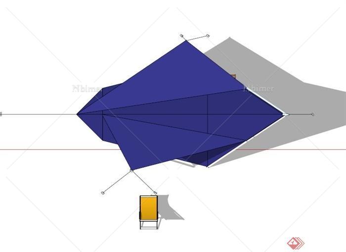 现代蓝色野营帐篷设计SU模型[原创]