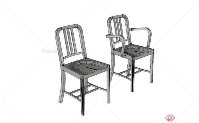 两个简约石材椅子设计SU模型