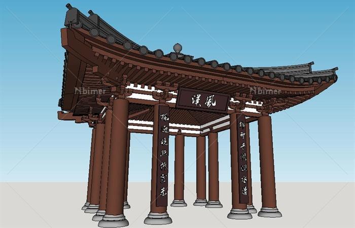 中式古典凉亭设计su单体模型[原创]