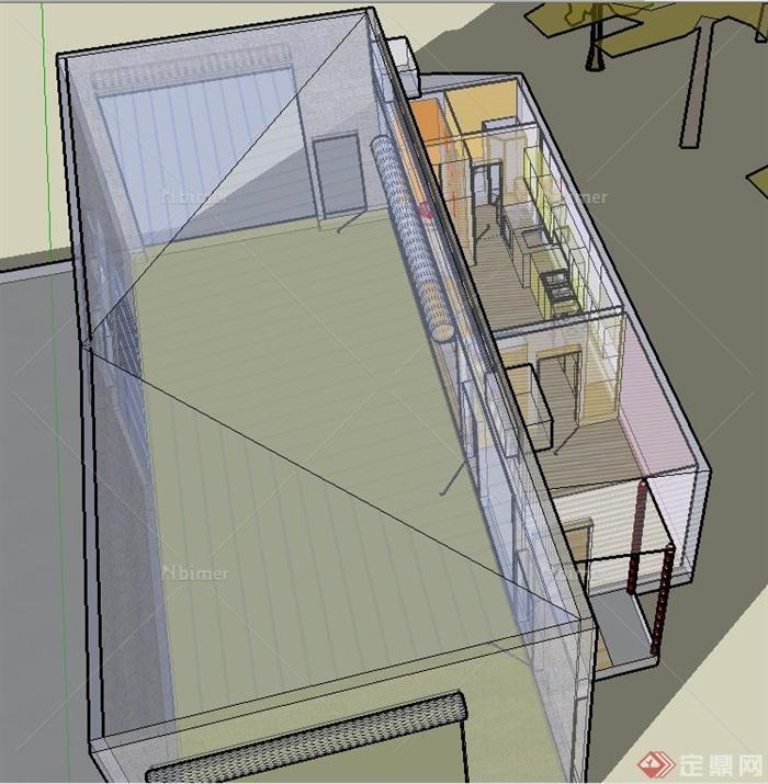 某住宅厨房装饰设计SU线条模型