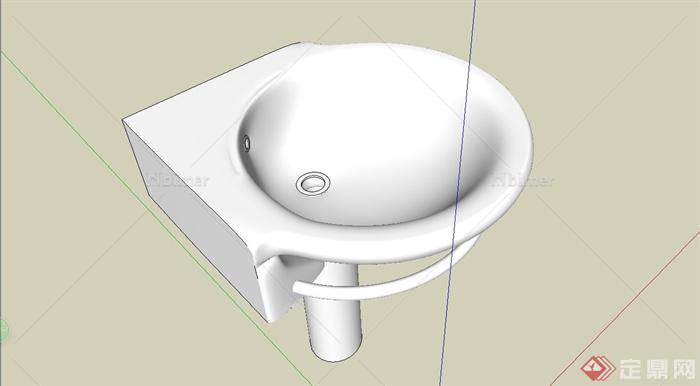 现代公共厕所洗手台设计SU模型[原创]
