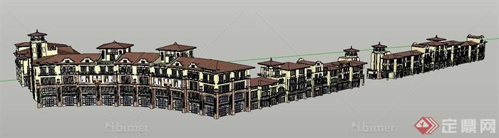 某欧式商业街建筑设计SU模型（1）