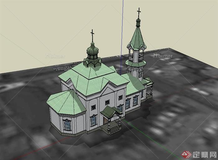 一个欧式小教堂建筑设计su模型[原创]