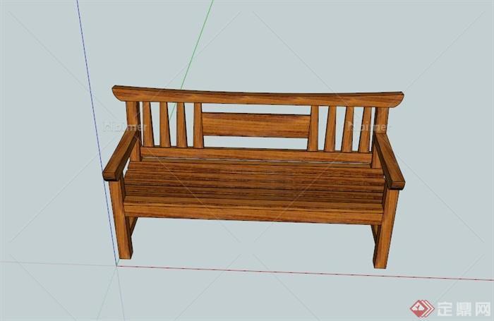 某现代简约风格木制长形座椅设计SU模型