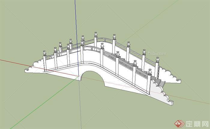 某古典中式园桥设计SU模型