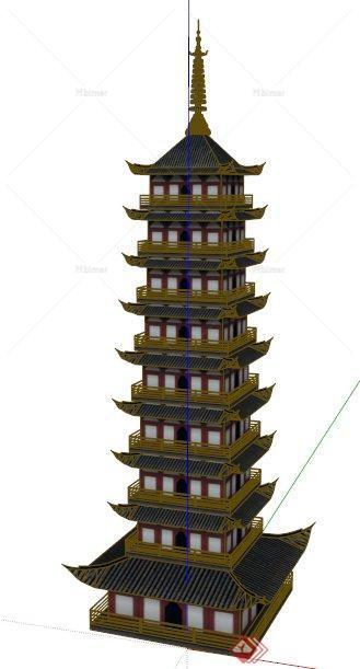 中式风格古塔景观塔设计su模型