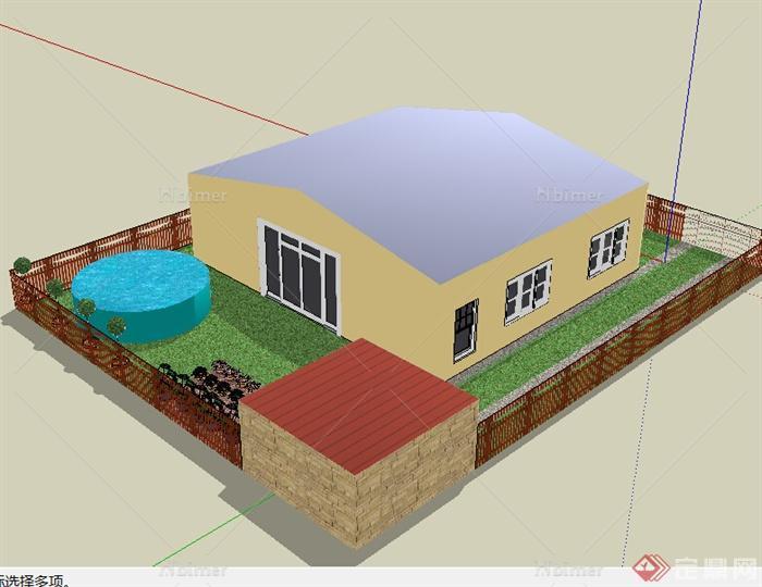 某一单层别墅建筑设计SU模型