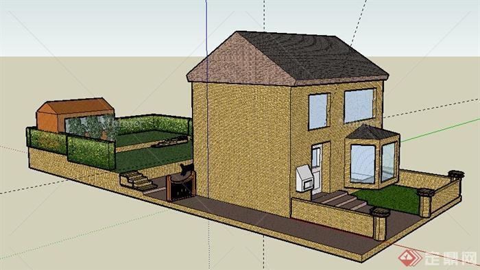 某个室外小别墅建筑设计SU模型