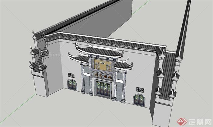 某古典中式博物馆大门设计SU模型
