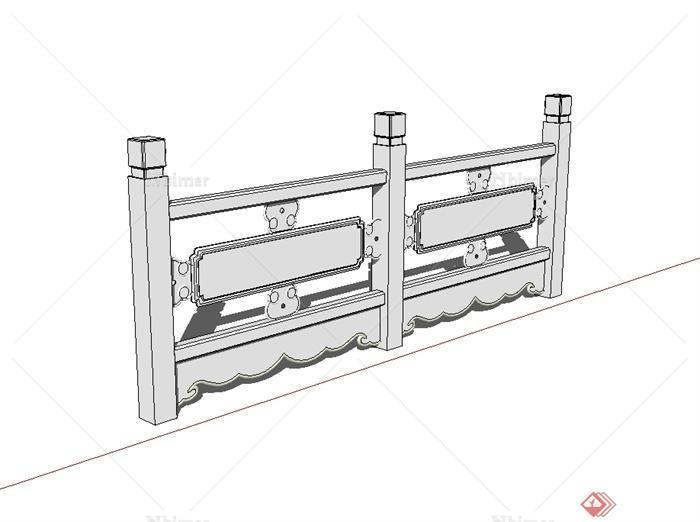 某古典中式风格石头栏杆设计su模型[原创]
