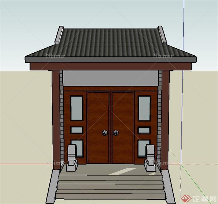 某古典中式风格建筑入口大门设计SU模型