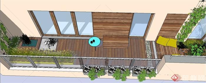 某住宅阳台花园景观规划设计SU模型[原创]