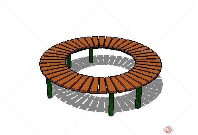某室外圆形坐凳设计SU模型