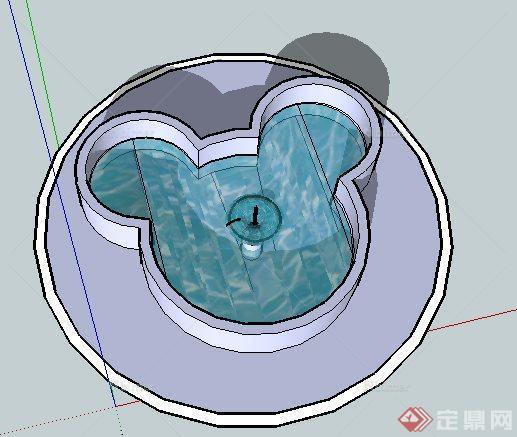 米老鼠形状喷泉水池su模型[原创]