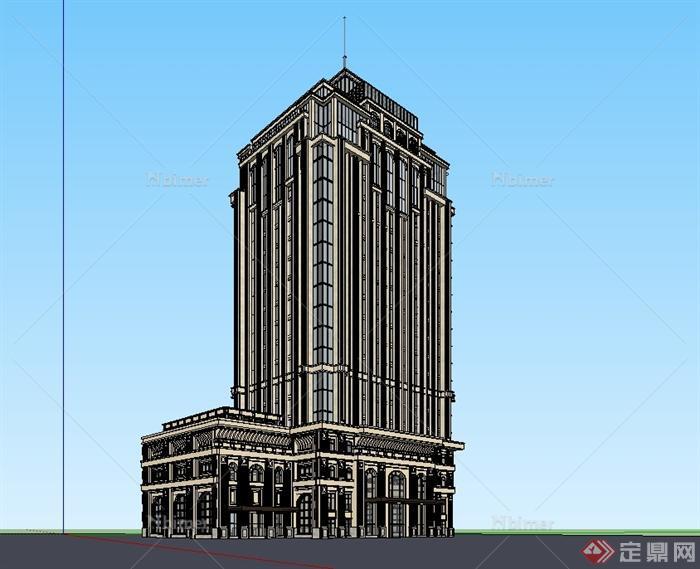 某欧式风格小高层详细办公建筑楼设计su模型[原创