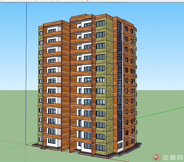 某高层居民楼设计SU模型素材