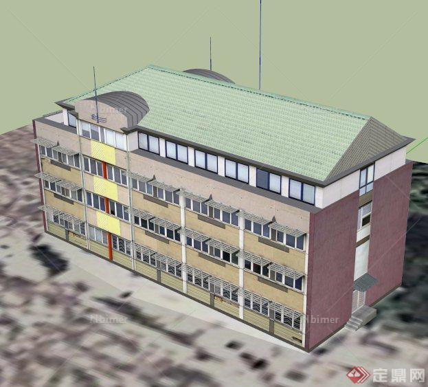 四层公寓楼建筑设计SU模型
