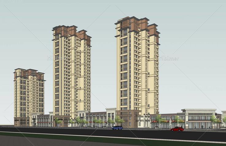 简欧风格商业住宅楼(47003)su模型下载