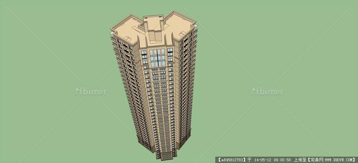 Sketch Up 精品模型---两梯八户高层住宅塔楼