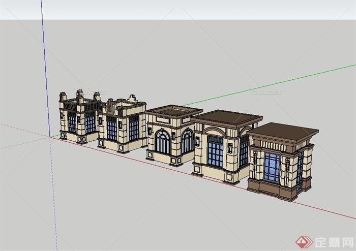 新古典风格五种门卫房设计su模型[原创]
