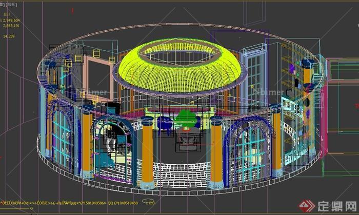 某酒店圆形餐厅装修设计3DMAX模型