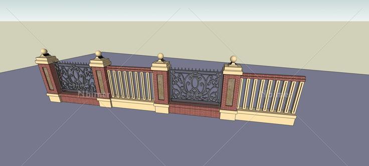 围墙护栏(79072)su模型下载