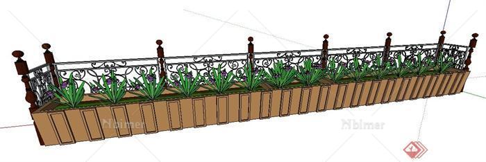现代风格铁艺花园栅栏su模型