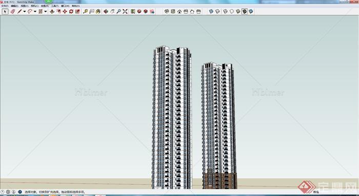 某高层独栋住宅设计建筑设计SU模型