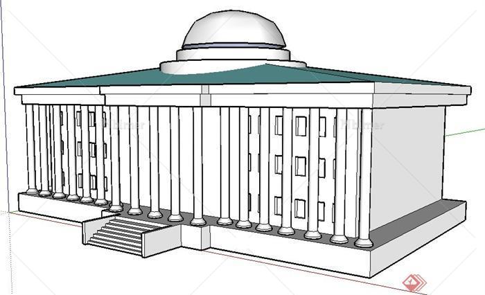 一栋现代风格三层建筑设计su模型