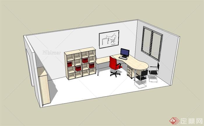 某现代风格室内办公室设计su精致模型[原创]